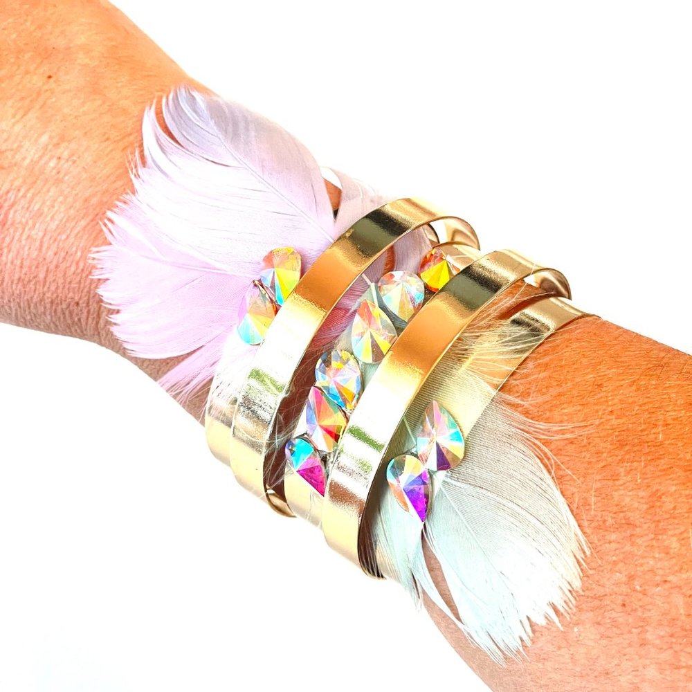 Bangle with Swarovski Crystals Gold Plated by Patricia Adelson
